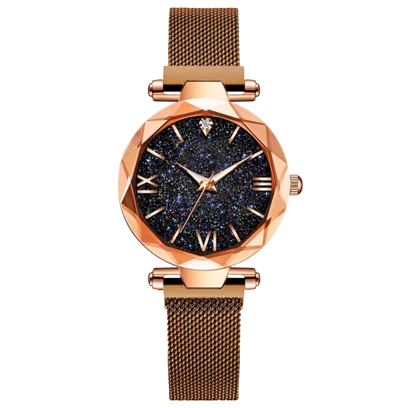 Dropshipping Luxury Women Watches Magnetic Starry Sky Female Clock Quartz Wristwatch Fashion Ladies Wrist Watch Relogio Feminino - Цвет: Coffee