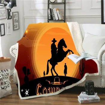 

Western denim patterned blanket with microfiber fabric, 3D cool thick printing bed blanket, portable travel and household goods