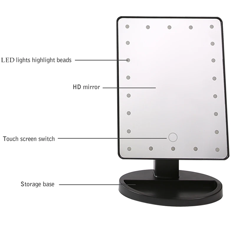 22 светодиодный светильник с сенсорным экраном 1X 10X увеличительное зеркало для макияжа настольная столешница яркий регулируемый USB кабель или батарея использовать 16 ламп