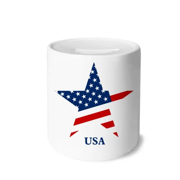 

America Star Flag the USA Pattern Money Box Saving Banks Ceramic Coin Case Kids Adults