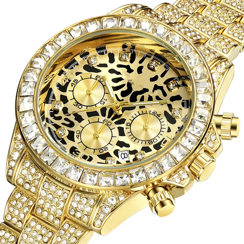 

Men's Watch colorful crystal fashion all diamond leopard surface high-end elegant whole strap all rhinestone quartz watch