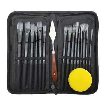 

18 Pcs Set Artist Paint Brush with Carrying Case for Watercolor Oil Painting for Beginners Paint By Number Pens Brushes TB Sale
