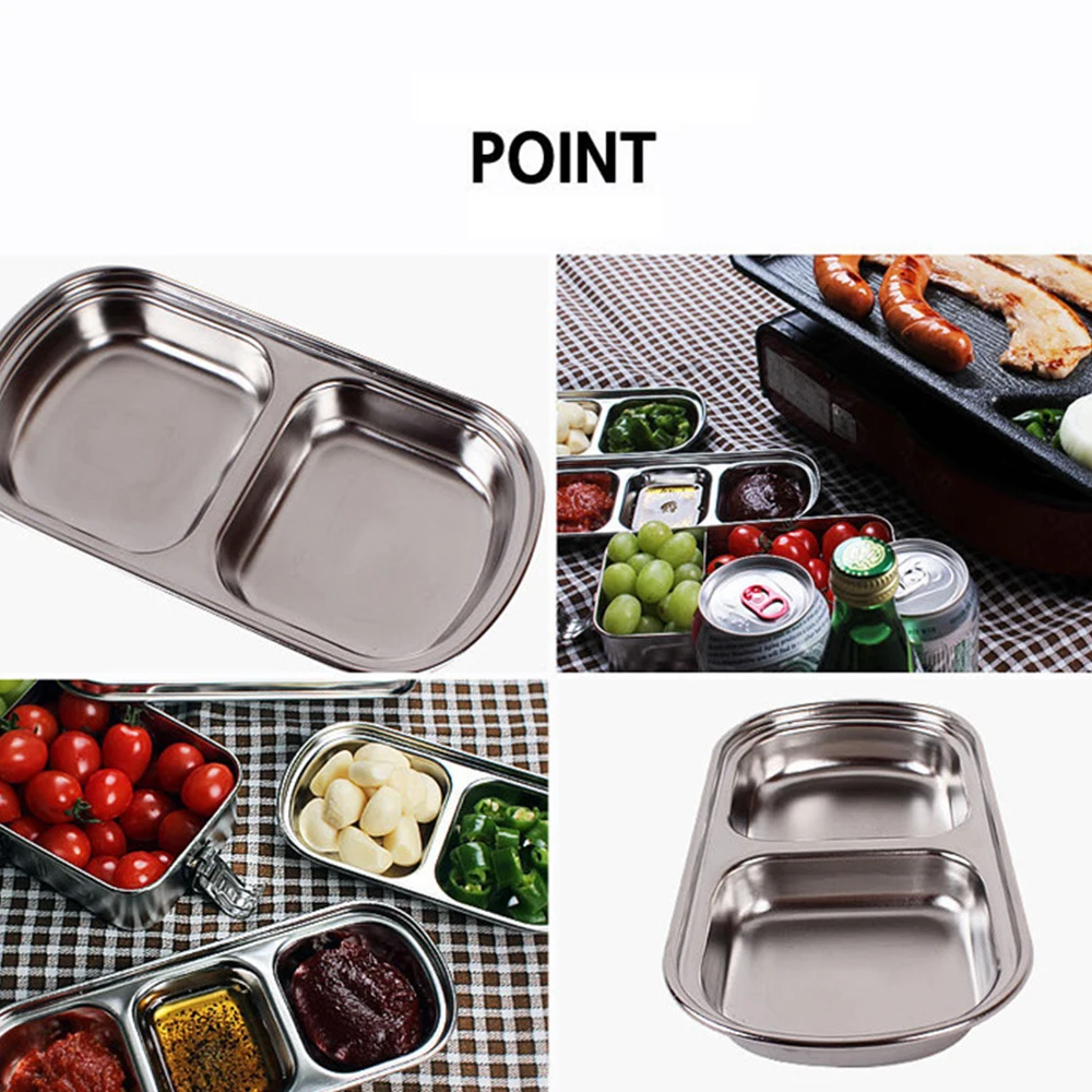 Outdoor barbecue dipping dish Stainless steel multi- style flavor plate BBQ sauce seasoning tray Oil and vinegar dish 1/2/3/4