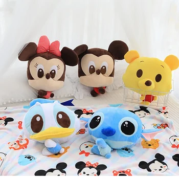 

2 pcs/set Cartoon Pillow Plush Animal Mickey Mouse Minnie Cushion Cuddle Pillow Stuffed Pillows blanket Christmas Gift TZP004