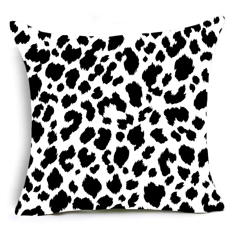 Односторонний декоративный чехол для подушки с леопардовым принтом, супер мягкий бархатный черно-белый чехол для дивана с рисунком зебры