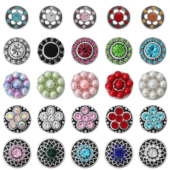 

10pcs/lot New 12mm Snap Buttons for Snap Jewellery Rhinestone Flower 12mm Snap Button Jewelry Fit Snap Bracelet Earrings