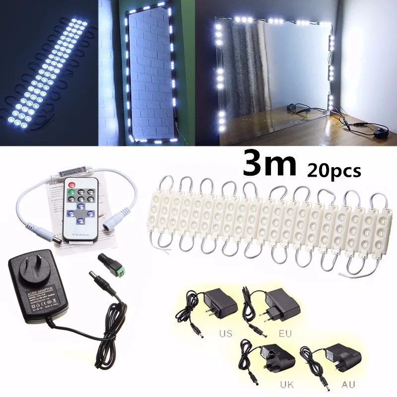 60 светодиодный модуль света диммер с подсветкой 5630 SMD 420LM для ванной комнаты косметическое зеркало 12 в 14 Вт 300 см 20 шт водонепроницаемый IP65