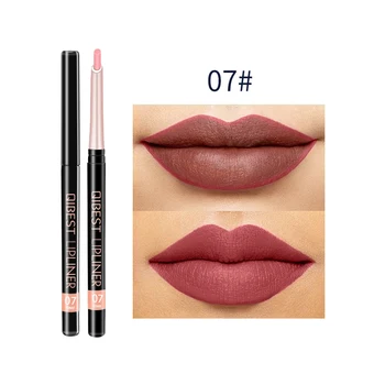 

12 Color Lip Liner Matte Lip Pencil Waterproof Non-stick Cup Lipsticks Long-lasting Lips Automatic Rotation Llipliner Makeup Set