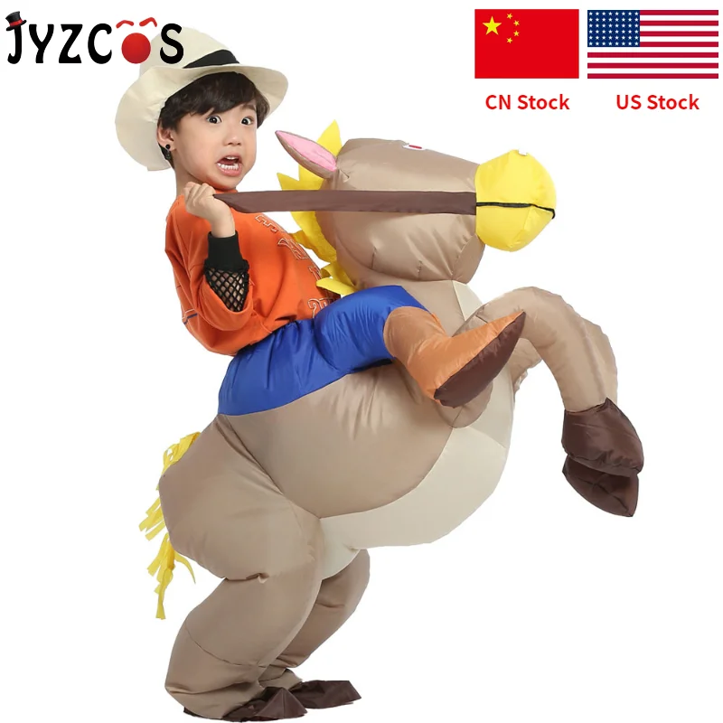 JYZCOS/детские надувные костюмы с динозаврами для девочек и мальчиков, Ковбойское маскарадное платье с единорогом Пикачу, покемоном, T-Rex Purim, маскарадный костюм на Хэллоуин