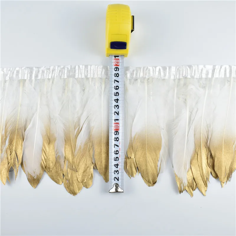 Оптовая продажа 2 ярда/партия погруженные золотые гусиные перья украшенные