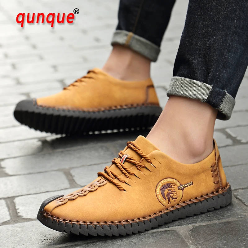 

New Men Shoes Quality Leather Comfortable Men Casual Shoes Men Slip On Lazy Shoes Fashion Moccasins Flats Shoes Plus Size 38-47