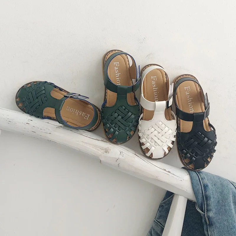 Новые летние сандалии для девочек детская обувь для маленьких девочек с милой принцессой мягкая детская пляжная дышащая обувь в римском стиле