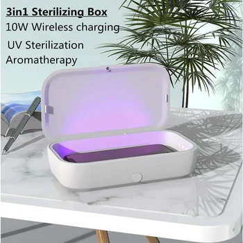 

10W UV Phone Sterilizer Box Mask Phones Cleaner Personal Disinfection Cabinet with Aromatherapy Esterilizador Wireless Charging