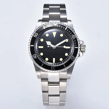 

automatic Men's 39.5mm watches luminous hands acrylic dome luxury stainless steel case bracelet aluminum bezel black dial RO-1