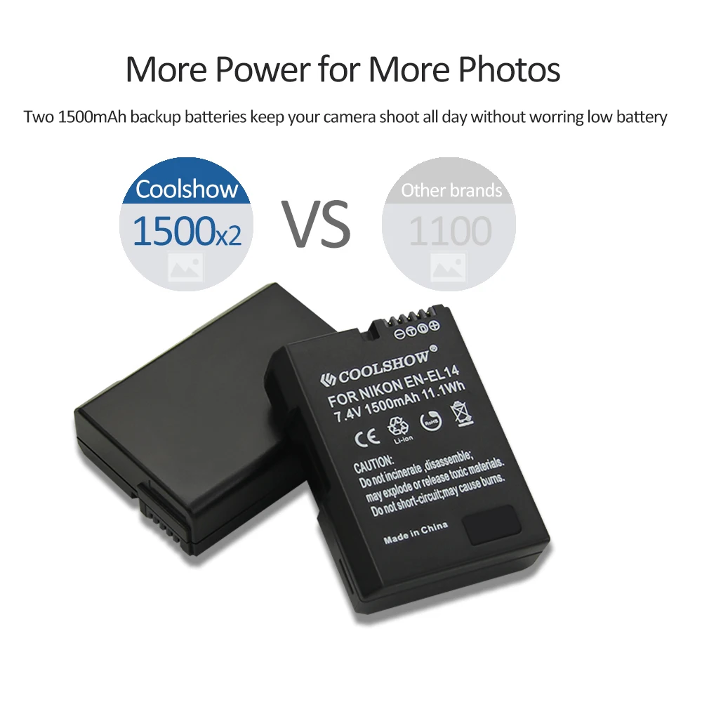 EN-EL14 Батарея 1500mAh для Nikon D3100 D3200 D3300 D3400 D3500 P7000 D5600 D5100 D5200 мА/ч. аккумулятор ENEL14 ЖК-дисплей USB Dual Зарядное устройство