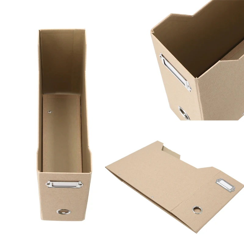 Makeasy Foldaway Magazine Organizer A4 서스펜션 파일 홀더 사무실 뉴스 종이 보관함 베이지 천연 종이 (4PCS)