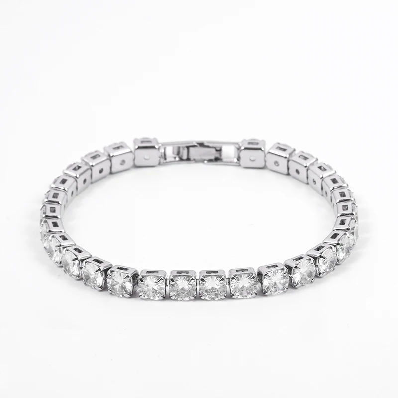 WEIMANJINGDIAN 5 мм круглой огранки кубического циркония CZ Кристалл теннисные браслеты для женщин или свадьбы белого золота Цвет Свадебные украшения