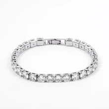 WEIMANJINGDIAN 5 мм круглой огранки кубического циркония CZ Кристалл теннисные браслеты для женщин или свадьбы белого золота Цвет Свадебные украшения
