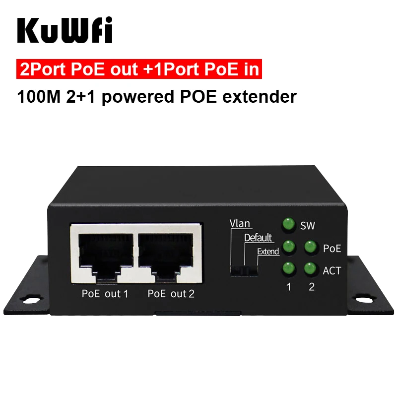 

10/100Mbps 3 Ports Industrial Ethernet Network POE Switch Media Converter with Vlan Default Extend DIP Mode