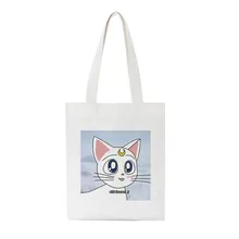 Японский Сейлор Мун сумка на плечо Harajuku мультфильм милый кот сладкий печати холст женский колледж Забавные милые сумки для покупок