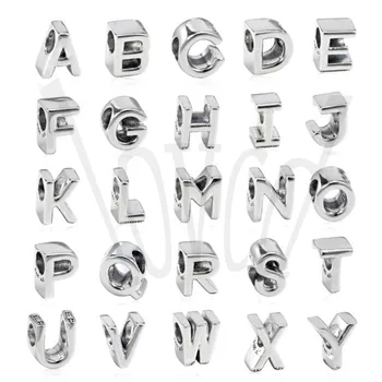 

Hot Sale 100% Real A TO Z Letters Beads Chams Fit Original Bracelet Making DIY Name Jewelry Gift