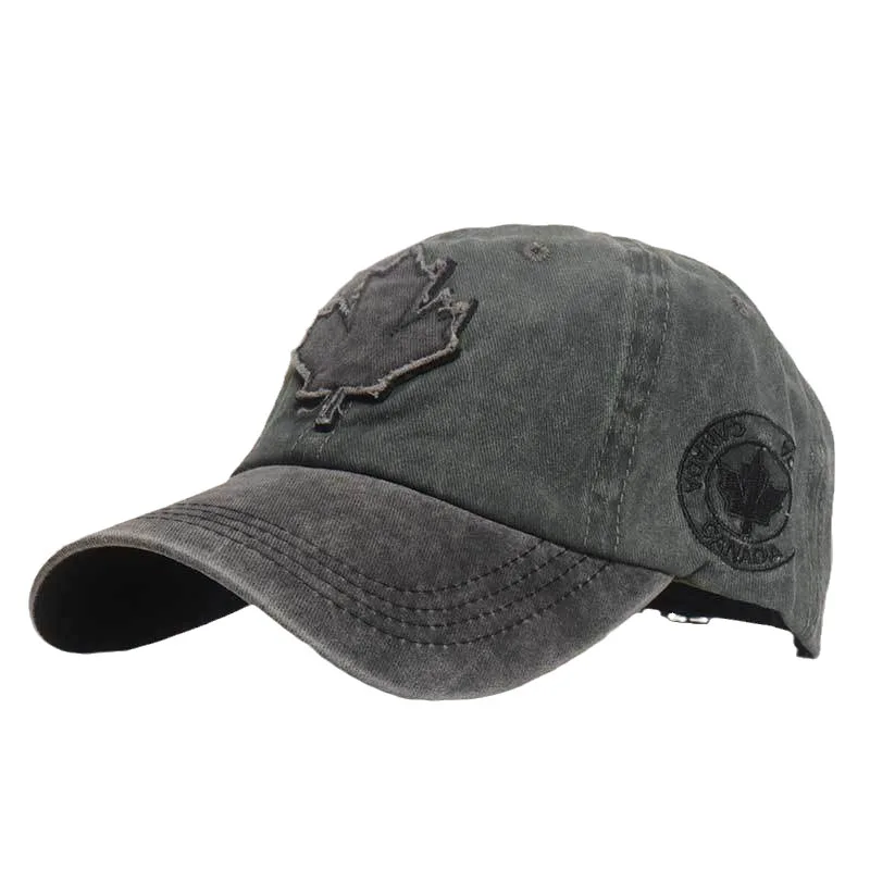 Boné de beisebol masculino de algodão lavado com folha de bordo para mulheres chapéu snapback animal bordado osso gorras casual masculino_voghion.com