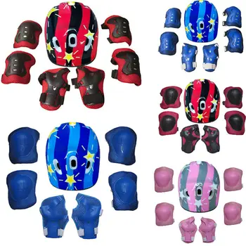 

Kids Boy Girl Safety Helmet Knee Elbow Pad Sets For Cycling Skate Bike