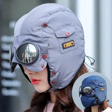 Шапка тренд на открытом воздухе термо Велоспорт ветрозащитные ушные шапки пушистые Лыжные шапки зимой женские лыжные и очки для сноубординга