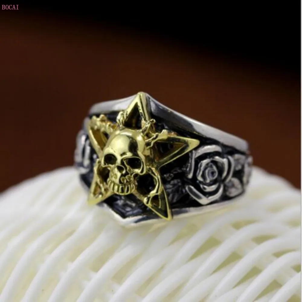 New style Rose skeleton Guardian God S925 sterling silver rings thai silver men's rings for men new fashion jewelry