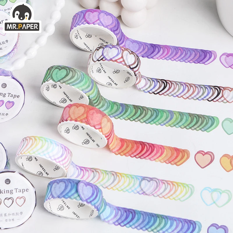 Mejor precio Mr.Paper-rollo de cinta Washi con forma de corazón, cinta adhesiva decorativa, bricolaje, cinta adhesiva para álbumes de recortes, 100 unidades B6qpeg10BAa