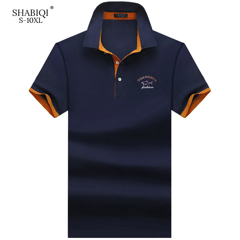 SHABIQI брендовая модная классическая мужская рубашка поло летняя рубашка поло с коротким рукавом мужская Однотонная рубашка хлопковая рубашка размера плюс S-10XL