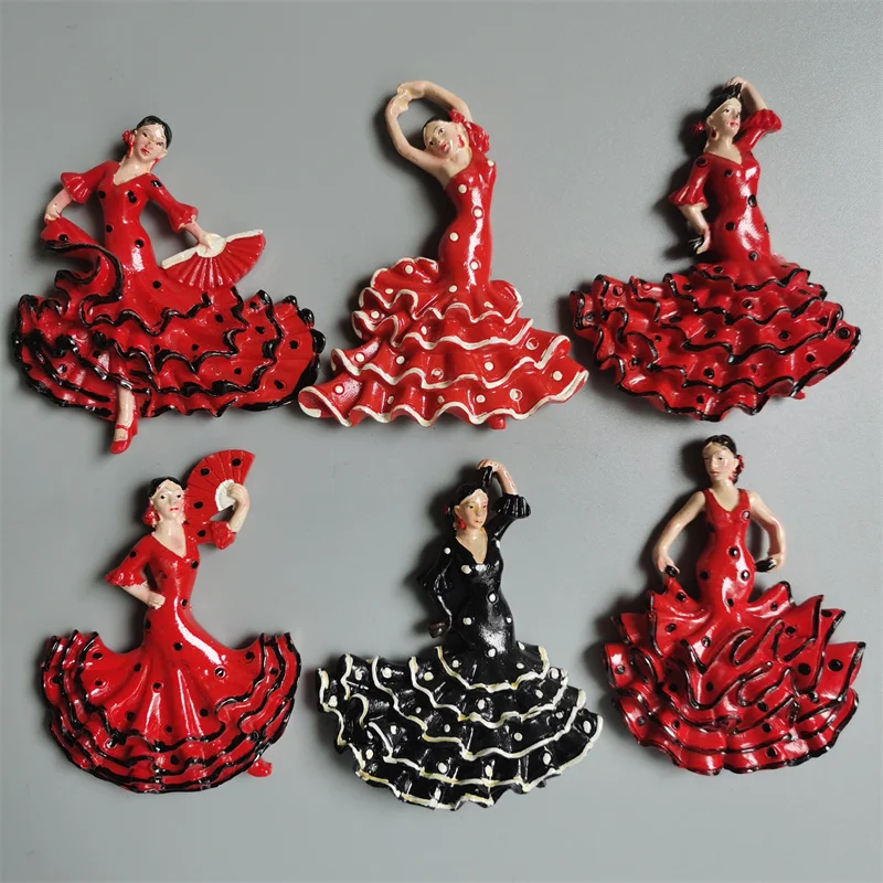 Spanje Flamenco Koelkast Magneten Spaanse Danser Toeristische Souvenir Decor Handwerk Magnetische Koelkast Sticker Collectie Geschenken