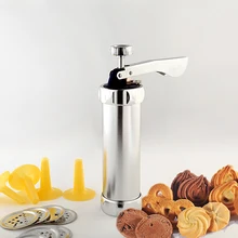 

Baking Tools Stainless Steel DIY Cookie Press 20 Press Discs+4 Lcing Tips Kids Hand Craft Gift Kitchen Baking Tool Accessories