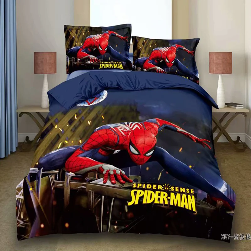 Дисней мультфильм человек паук Супермен, Мстители постельные принадлежности наборы пододеяльник наволочка дети мальчик подарок на день рождения 1,0 м 1,2 м кровать