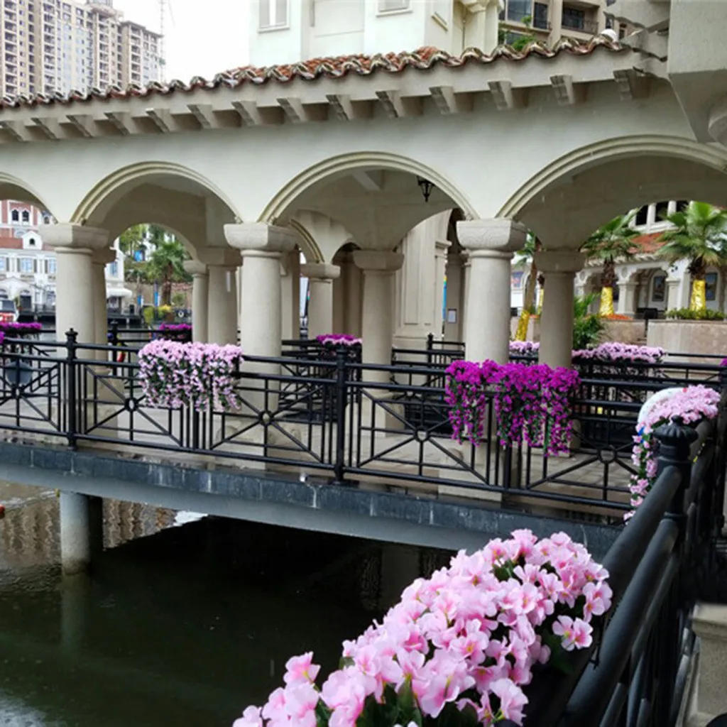 Fake Hanging Flowers Artificial Violet Flower Wall Wisteria Basket Hanging Garland Vine Fake Silk Many colors optional