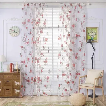 

Yarn Curtain Rose Vine High-end Screens Home Textiles Finished Bedroom Living Room Light Curtain1pc