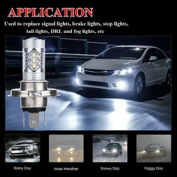 

2X H4 9003 HB2 Fog Light LED Headlight 80W Hi/Low Beam Driving Lamp White