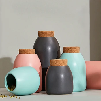

Creative Ceramic Storage Jar Whole Grains Tea Stockpile Tank Storage Bottle Home Decoration Food Container Kitchen Storage Tool