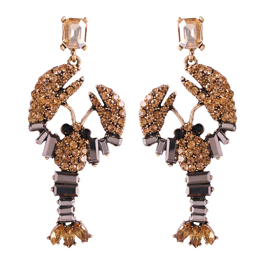 

OTOKY Bohemian Multicolor Animal Lobster Shaped Crystal Dangle Earrings Statement Jewelry Drop Earrings Jewelry 19August07