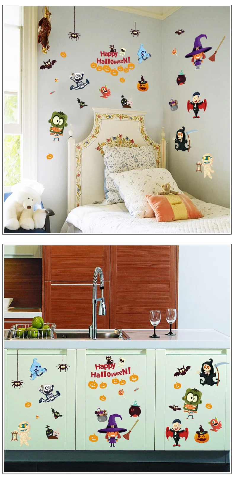Foreign Trade Creative Removable Stickers Halloween Wall Stickers Living Room Showcase Wall Decorative Stickers SK9096