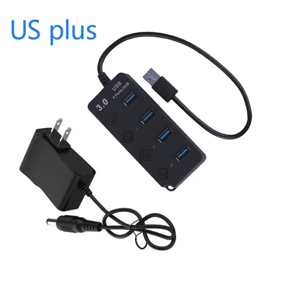 7 Порты и разъёмы USB концентратор USB3.0 концентратор разделитель на включение/выключение светодиодный индикатор-переключатель с ЕС/США Мощность адаптер для MacBook ноутбука ПК - Цвет: 4 Ports US Plug