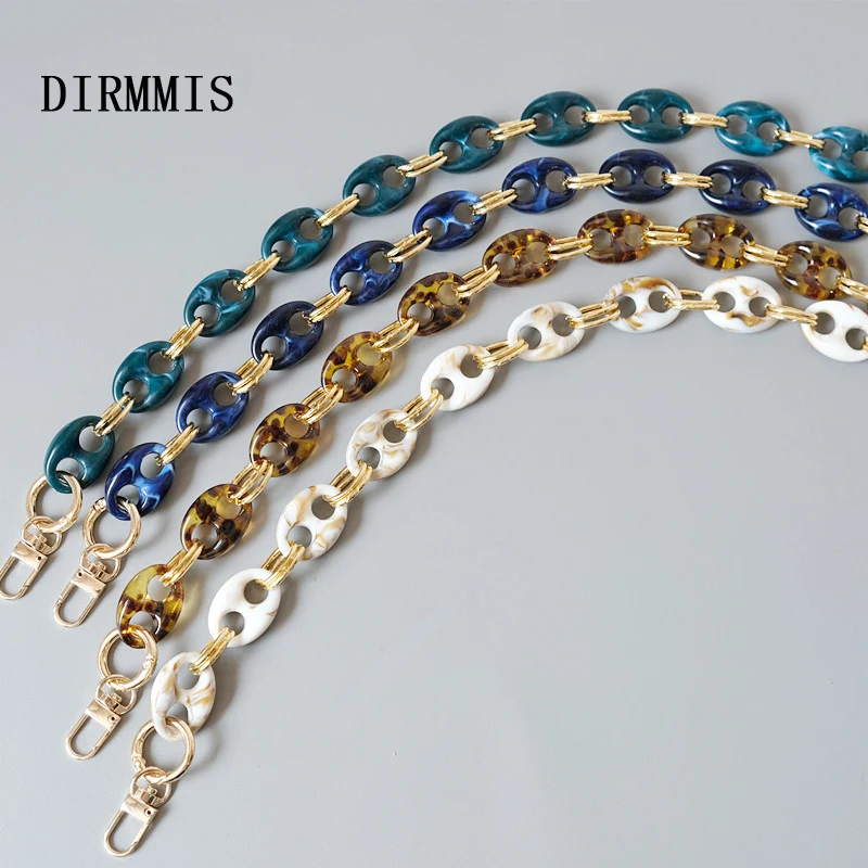 New Fashion Woman Bag Accessory Parts Leopard Candy Beige Blue Acrylic Resin Metal Chain Strap Women Shoulder Cute Clutch Chain