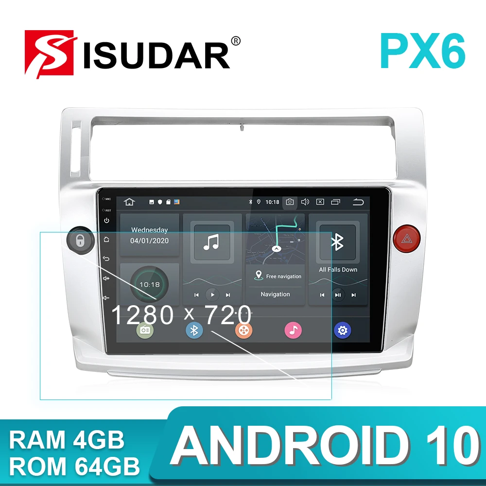 

ISUDAR PX6 Android 10 1 Din Car Radio For Citroen C4 C-Triomphe C-Quatre 2004-2009 Autoradio Multimedia GPS RAM 4G ROM 64G FM AM