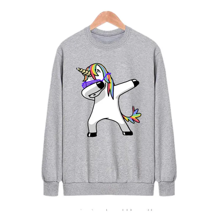 Осенне-зимняя AliExpress стиль Европа и Америка аниме Единорог плюс бархат свободный вырез лодочкой с длинными рукавами Sweate