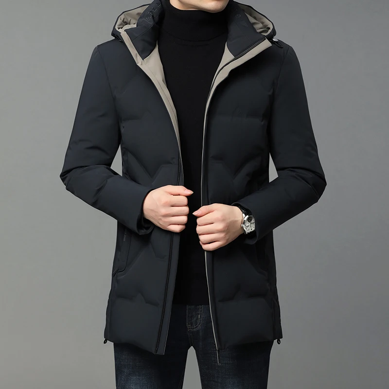 

New High Quality Down Jacket Men Hooded Duck Down Parka Coat Men Warm Winter Mens Jacket Fashion Slim Overcoat Male Down Jacket