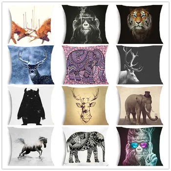 

Animal collection Gorilla tiger elephant big black bear Cushion Cover Invisible Zipper Pillow Cover Polyester Square Pillow Case