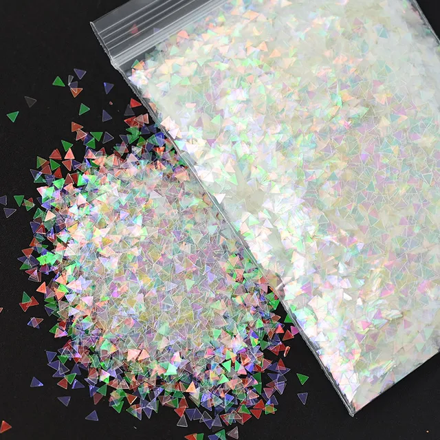 50G 1bag All White Glitter Shapes- Polyester Glitters - Opal Iridescent Rainbow White Glitter Chunky Nail Art Clear Iridescent 2