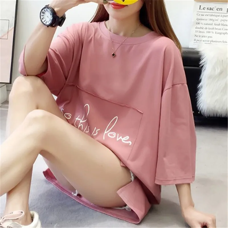 

L XXXL Summer Side Slit Shirts 2020 New Cotton Short Sleeve T-Shirt With Extra Large Size And Loose Half Sleeve T-Shirts