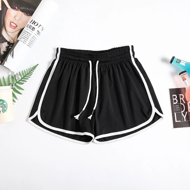 Summer Striped Cotton Plus Size Shorts Women Loose Elastic Waist Gym Shorts Female Running Female Korean Streetwear Short Ladies