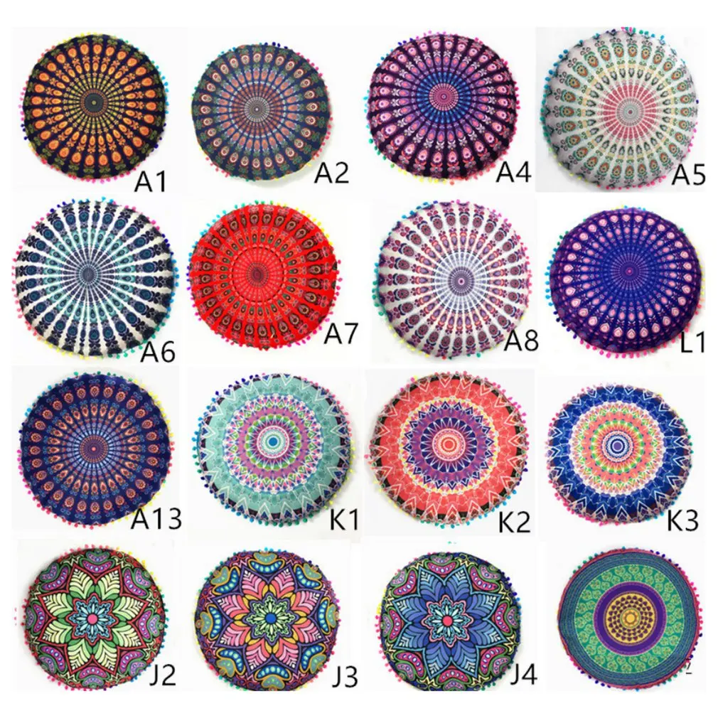 Round Shape Floral Printed Cover Case Blanket Table Cover-Up Indian Mandala Floor Pillows Round Cushion Yoga Mat Cover